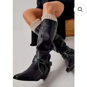 Calverley Milly  Black Leather Knee-High Boots